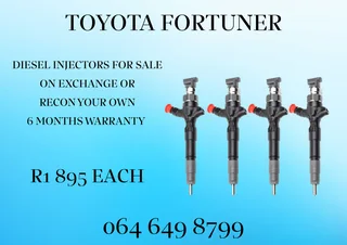 TOYOTA FORTUNER DIESEL INJECTORS FOR SALE ON EXCHANGE OR RECON YOUR OWN WASHERS AND WARRANTY INCL