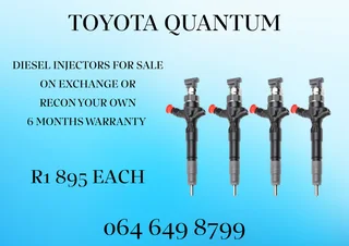 TOYOTA QUANTUM DIESEL INJECTORS FOR SALE ON EXCHANGE 6 MONTHS WARRANTY INCLUDED