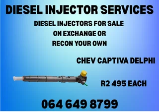 CHEV CAPTIVA DELPHI DIESEL INJECTORS FOR SALE COPPER WASHERS AND 6 MONTHS WARRANTY INCLUDED