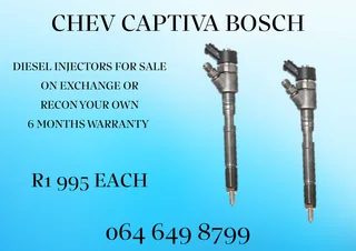 CHEV CAPTIVA BOSCH DIESEL INJECTORS WITH WASHERS FOR SALE ON EXCHANGE OR RECON YOUR OWN
