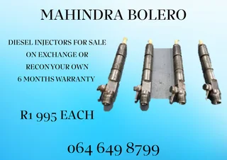 MAHINDRA BOLERO DIESEL INJECTORS FOR SALE ON EXCHANGE OR RECON YOUR OWN 6 MONTHS WARRANTY INCLUDED
