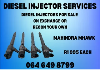 MAHINDRA MHAWK DIESEL INJECTORS WITH WASHERS FOR SALE ON EXCHANGE 6 MONTHS WARRANTY INCLUDED