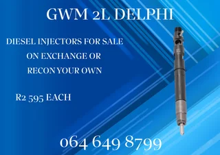 GWM 2L DELPHI DIESEL INJECTORS WITH COPPER WASHERS FOR SALE