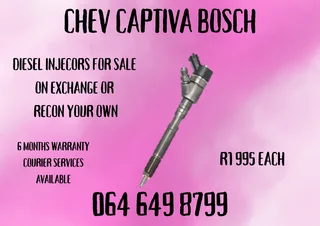 Chev Captiva Bosch Diesel Injectors With Washers For Sale On Exchange Or Recon Your Own Warranty Inc