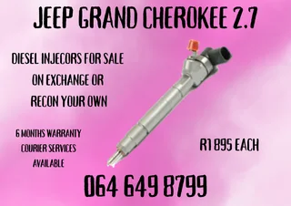 Jeep Grand Cherokee 2.7 Diesel Injectors For Sale On Exchange Or Recon Your Own Warranty Included