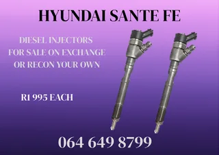 Hyundai Sante Fe Diesel Injectors With Washers For Sale Or Recon Your Own Warranty Included