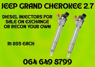 Jeep Grand Cherokee 2.7 Diesel Injectors For Sale On Exchange Or Recon Your Own Warranty Included