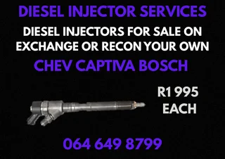 Chev Captiva Bosch Diesel Injectors With Washers For Sale On Exchange Or Recon Your Own Warranty Inc