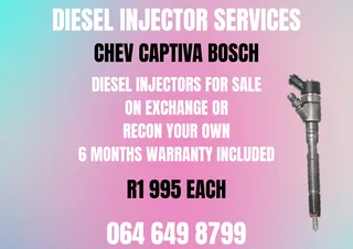 Chev Captiva Bosch Diesel Injectors With Washers For Sale On Exchange Or Recon Your Own Warranty Inc