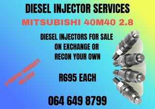 Mitsubishi 40m40 2.8 Diesel Injectors For Sale On Exchange Or Recon Your Own Warranty Included