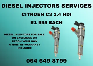 Citroen C3 1.4 Hdi Diesel Injectors With Washers For Sale 6 Months Warranty Included