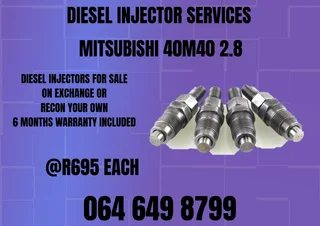 Mitsubishi 40m40 2.8 Diesel Injectors For Sale On Exchange Or Recon Your Own Warranty Included