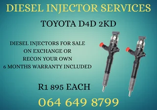 Toyota D4d 2kd Diesel Injectors For Sale On Exchange Or Recon Your Own Warranty Included