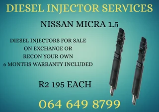 Nissan Micra 1.5 Diesel Injectors For Sale On Exchange Washers And Warranty Included