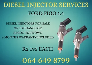 Ford Figo 1.4 Diesel Injectors With Washers For Sale On Exchange Or Recon Your Own Warranty Included