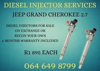 Jeep Grand Cherokeev 2.7 Diesel Injectors For Sale On Exchange Or Recon Your Own Warranty Included