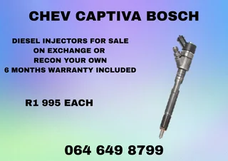 Chev Captiva Bosch Diesel Injectors With Washers For Sale On Exchange Or Recon Your Own Warranty Inc