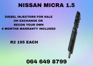 Nissan Micra 1.5 Diesel Injectors For Sale Copper Washers And Warranty Included