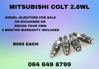 Mitsubishi Colt 2.8wl Diesel Injectors For Sale Or Recon Your Own 6 Months Warranty Included