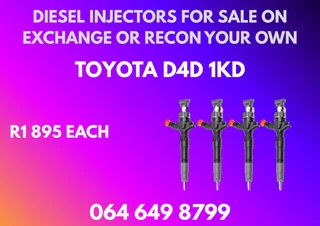 Toyota D4d 1kd Diesel Injectors For Sale On Exchange Or Recon Your Own Washers Included