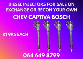 Chev Captiva Bosch Diesel Injectors With Washers For Sale On Exchange Or Recon Your Own Warranty Inc