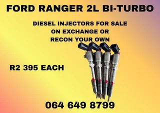 Ford Ranger 2l Bi-turbo Diesel Injectors With Washers For Sale On Exchange Warranty Included