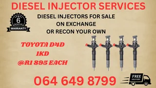 Recon Your Toyota D4d 1kd Diesel Injectors 6months Warranty Included