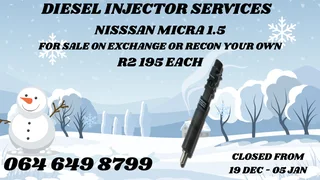 Nissan Micra 1.5 Diesel Injectors With Washers For Sale Or Recon Your Own Warranty Included