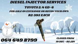 Toyota 2.4 Gd-6 Diesel Injectors For Sale On Exchange Or Recon Your Own Warranty Included