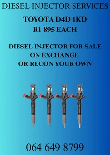 Toyota D4d 1kd Diesel Injectors With Washers For Sale Or Recon Your Own Warranty Included