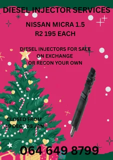 Nissan Micra 1.5 Diesel Injectors For Sale Or Recon Your Own Copper Washers And Warranty Included
