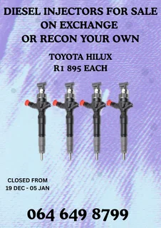 Toyota Hilux Diesel Injectors For Sale On Exchange Or Recon Your Own 6 Months Warranty Included