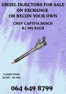 Chev Captiva Bosch Diesel Injectors With Copper Washers For Sale On Exchange Warranty Included