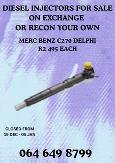 Recon Your Merc Benz C270 Delphi Diesel Injectors 6 Months Warranty Included