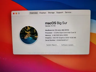 CORE i5 MACBOOK AIR MID 2013  MODEL 4GB RAM 128SSD R2800