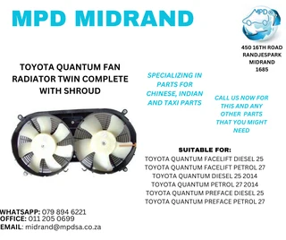 Toyota Quantum - Radiator Fan Twin Complete With Shroud