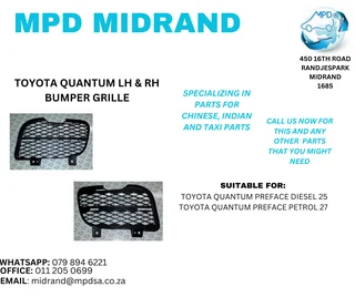 Toyota Quantum - LH & RH Bumper Grille