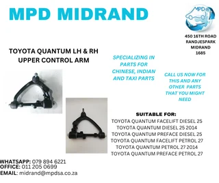 Toyota Quantum - LH &amp; RH Upper Control Arm