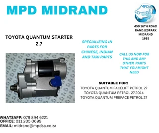 Toyota Quantum - Starter 2.7