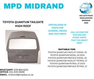 Toyota Quantum - Tailgate High Roof