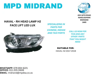 Haval H2 - RH Head Lamp Face Lift LED LUX