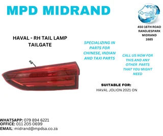 Haval Jolion 2021 - RH Tail Lamp Tailgate