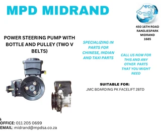 JMC Boarding PK Facelift 28TD - Power Steering Pump With Bottle &amp; Pulley (Two V Belts)