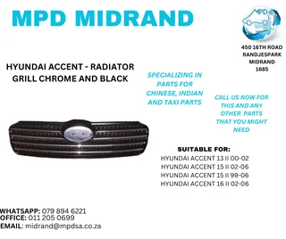 Hyundai Accent - Radiator Grill Chrome &amp; Black