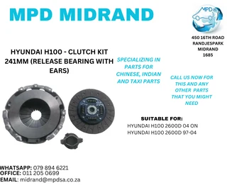 Hyundai H100 - Clutch Kit 241MM (Release Bearing With Ears)