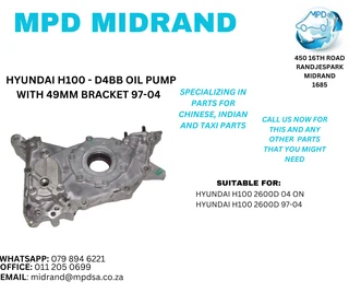 Hyundai H100 - D4BB Oil Pump With 49MM Bracket 97-04
