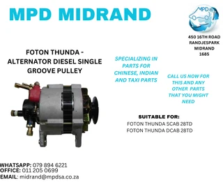 Foton Thunda - Alternator Diesel Single Groove Pulley