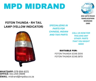 Foton Thunda - RH Tail Lamp (Yellow Indicator)