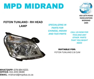 Foton Tunland 2.8 - RH Head Lamp