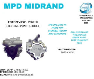 Foton View - Power Steering Pump (3 Bolt)